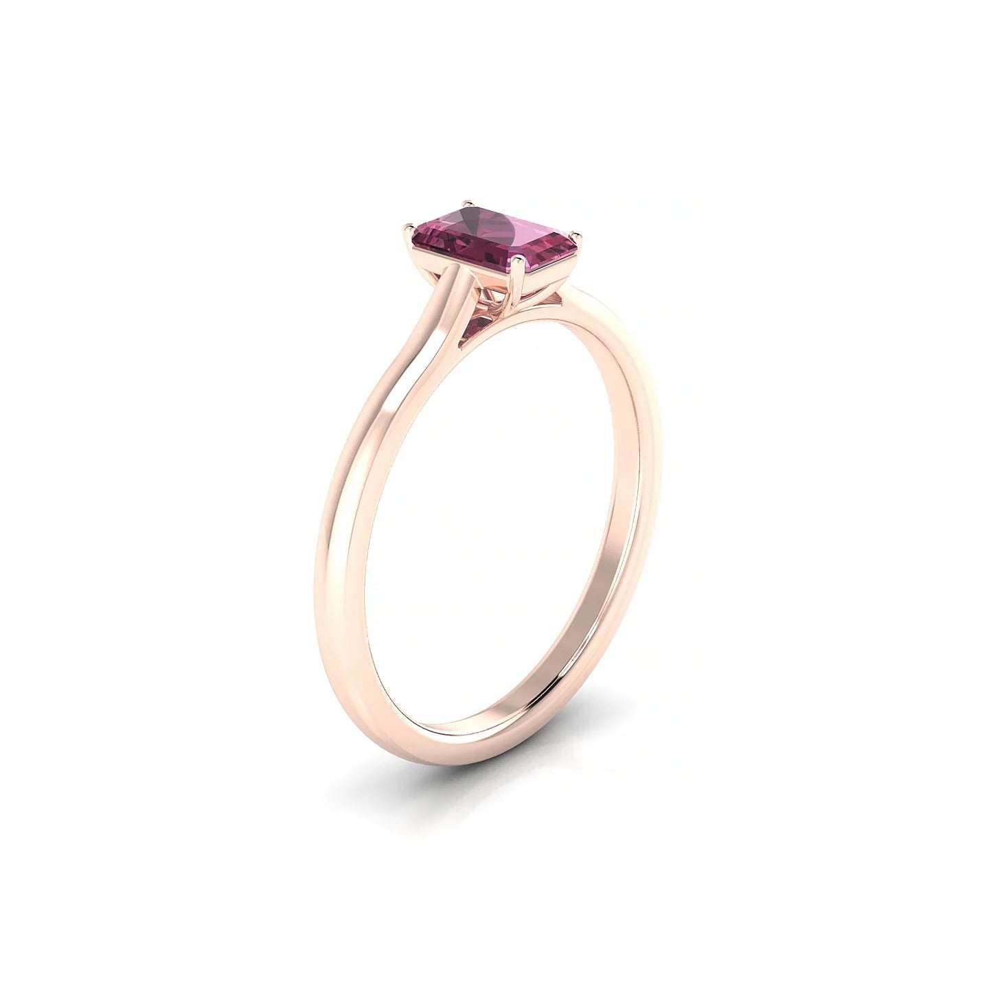 Cathedral | 18k Rose Gold 6 x 4 mm Emerald Rhodolite Ring