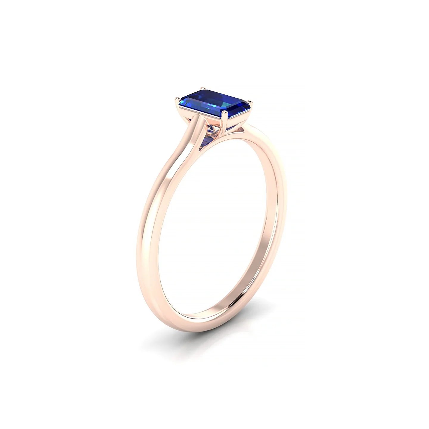 Cathedral | 18k Rose Gold 6 x 4 mm Emerald Sapphire Ring