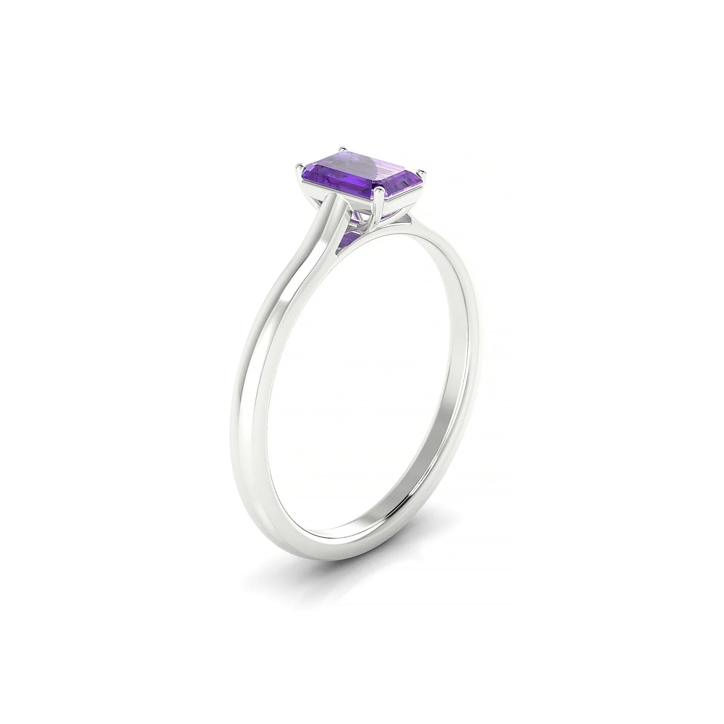 Cathedral | 18k White Gold 6 x 4 mm Emerald Amethyst Ring