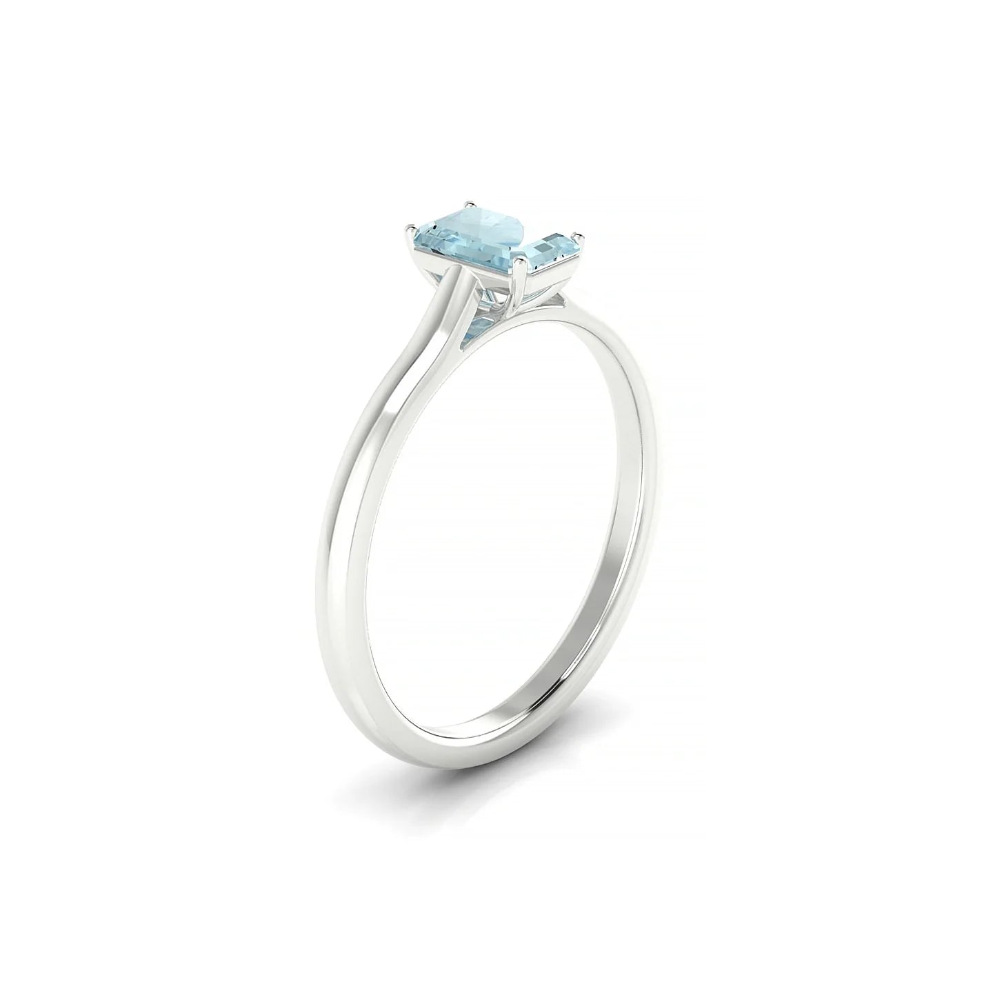 Cathedral | 18k White Gold 6 x 4 mm Emerald Aquamarine Ring