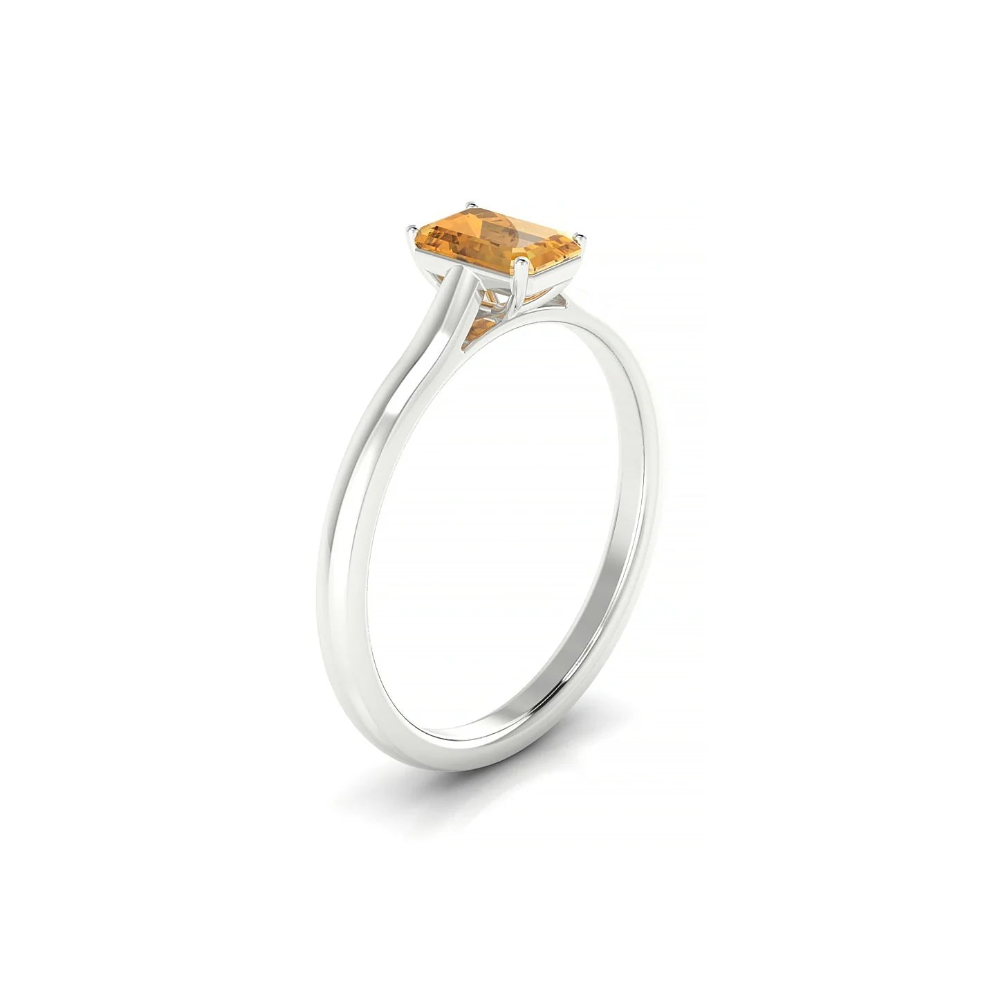 Cathedral | 18k White Gold 6 x 4 mm Emerald Citrine Ring