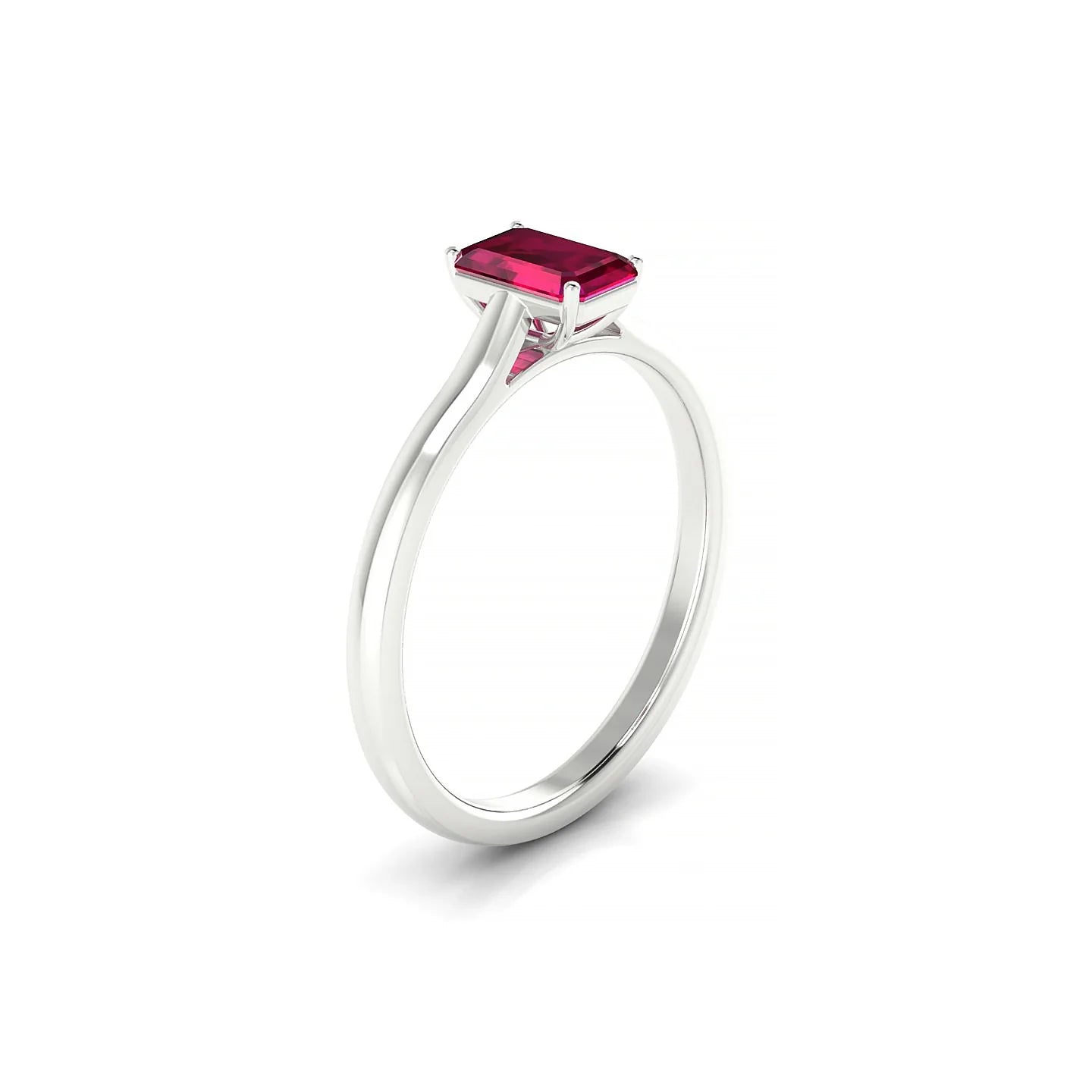 Cathedral | 18k White Gold 6 x 4 mm Emerald Ruby Ring