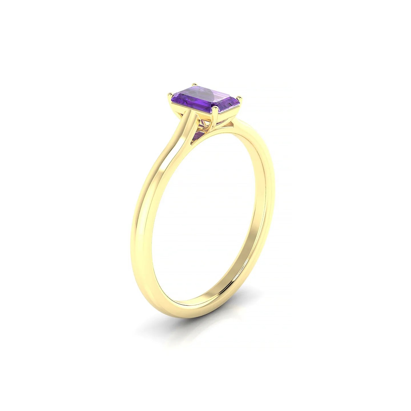 Cathedral | 18k Yellow Gold 6 x 4 mm Emerald Amethyst Ring