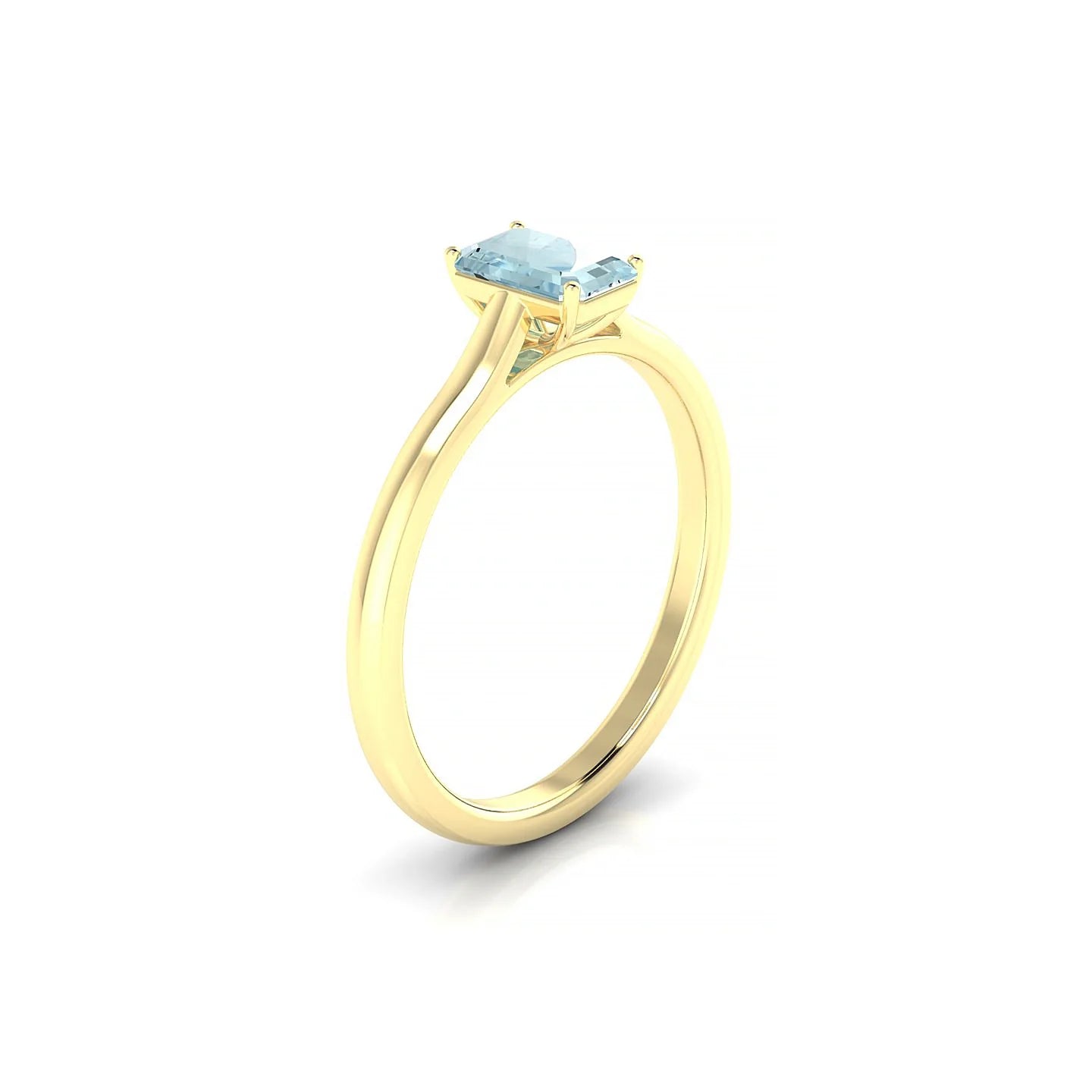 Cathedral | 18k Yellow Gold 6 x 4 mm Emerald Aquamarine Ring