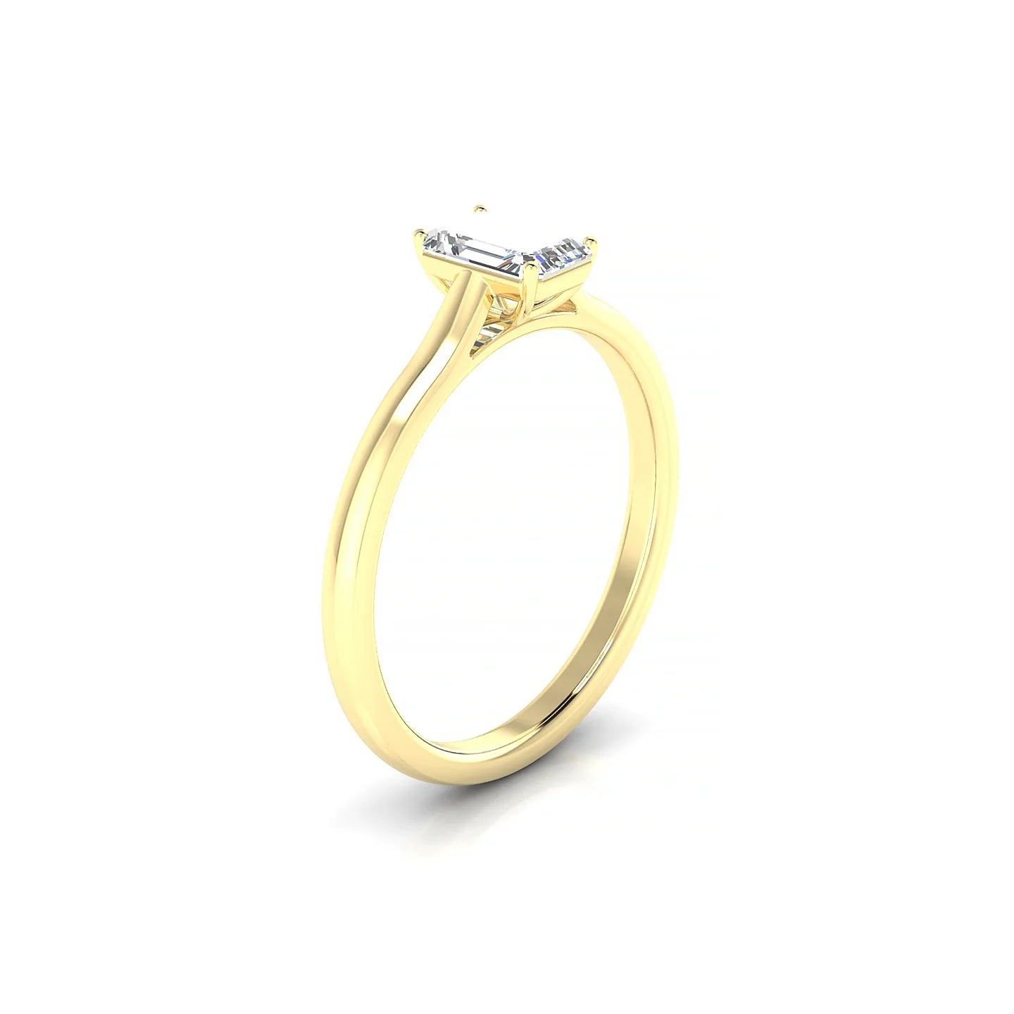 Cathedral | 18k Yellow Gold 6 x 4 mm Emerald Diamond Ring