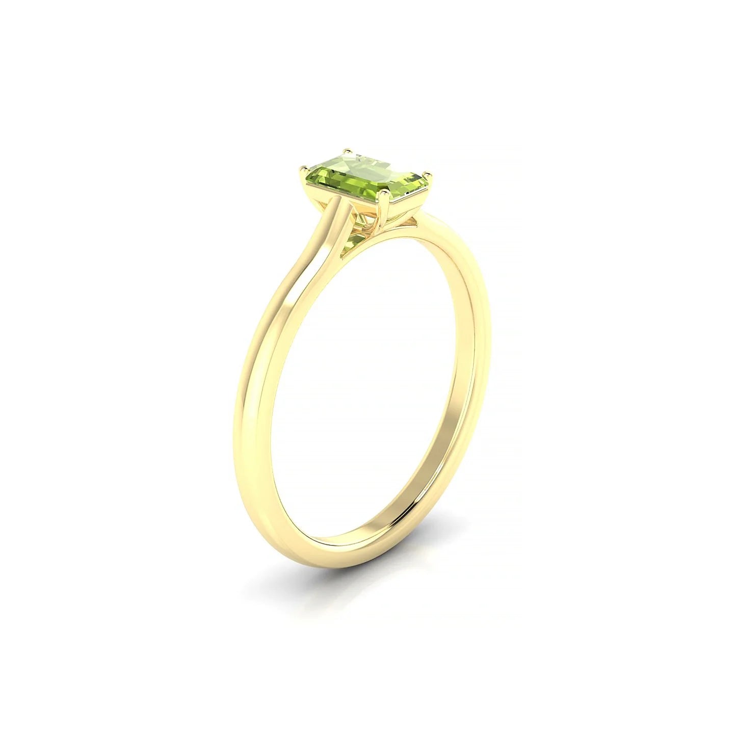 Cathedral | 18k Yellow Gold 6 x 4 mm Emerald Peridot Ring