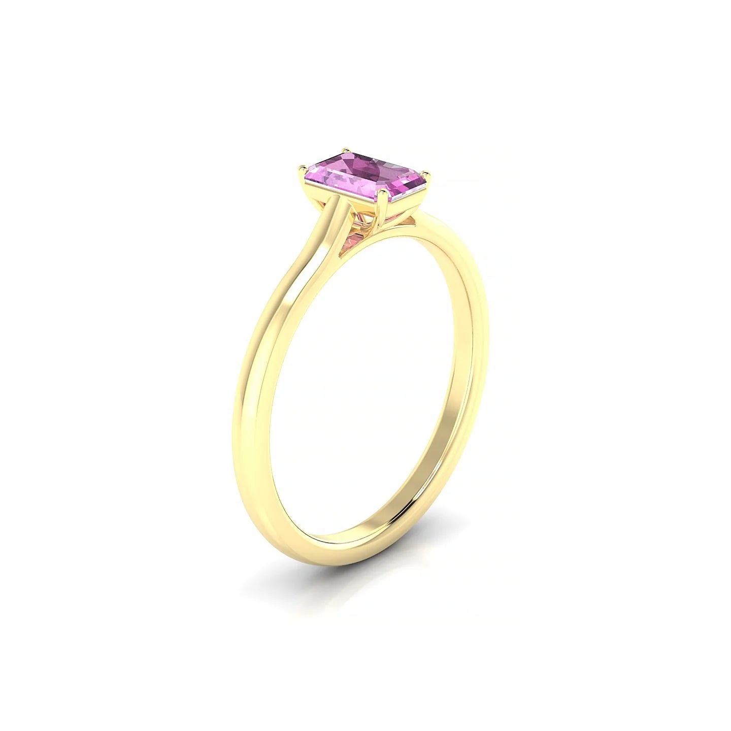 Cathedral | 18k Yellow Gold 6 x 4 mm Emerald Pink Sapphire Ring