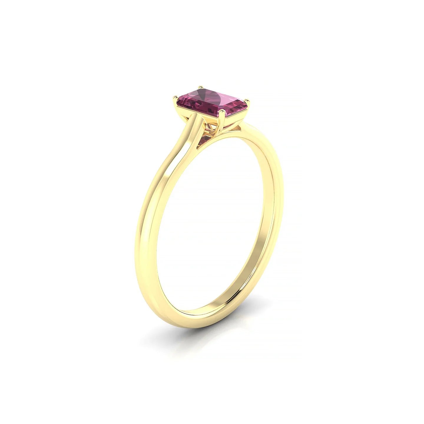 Cathedral | 18k Yellow Gold 6 x 4 mm Emerald Rhodolite Ring