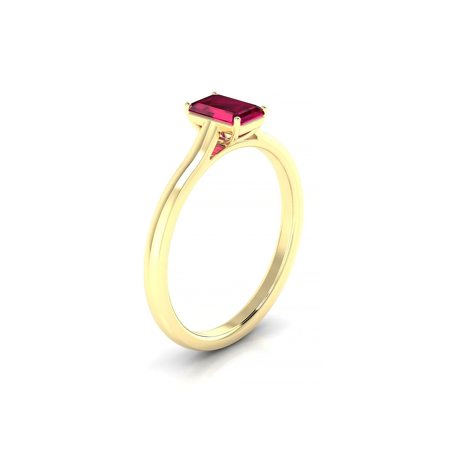 Cathedral | 18k Yellow Gold 6 x 4 mm Emerald Ruby Ring