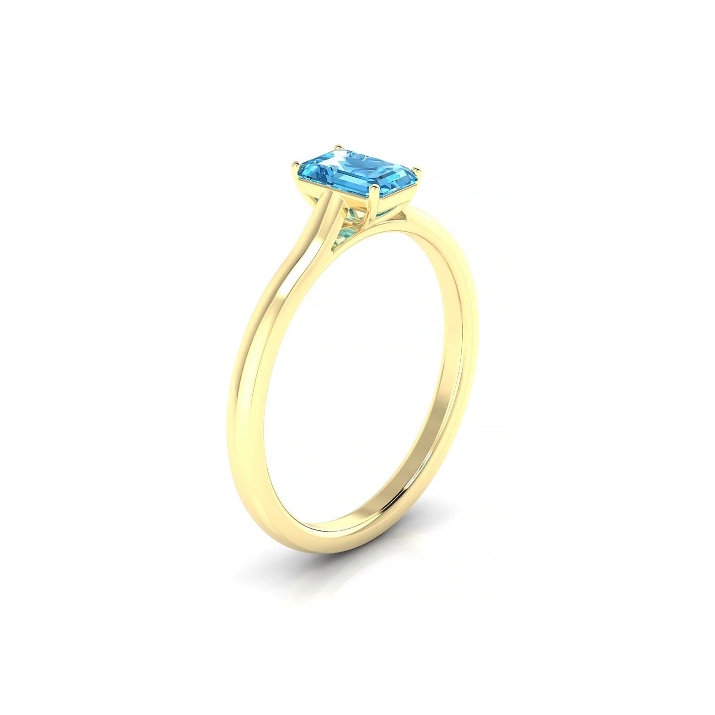 Cathedral | 18k Yellow Gold 6 x 4 mm Emerald Topaz Ring