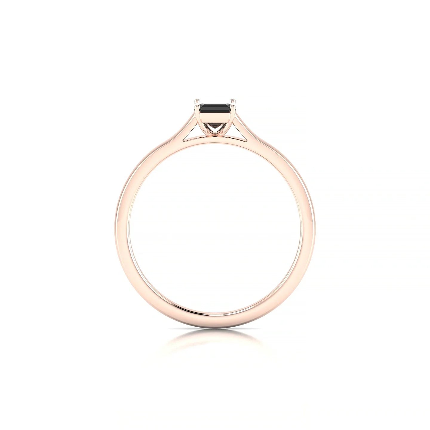 Cathedral | 18k Rose Gold 6 x 4 mm Emerald Black Diamond Ring