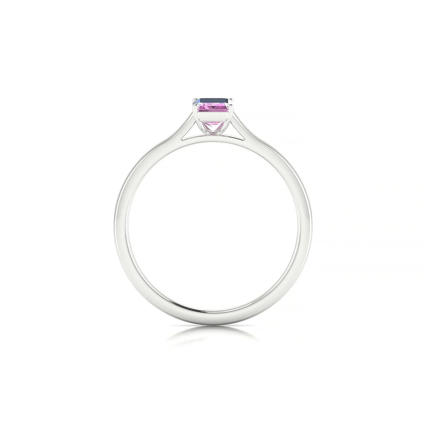 Cathedral | 18k White Gold 6 x 4 mm Emerald Pink Sapphire Ring