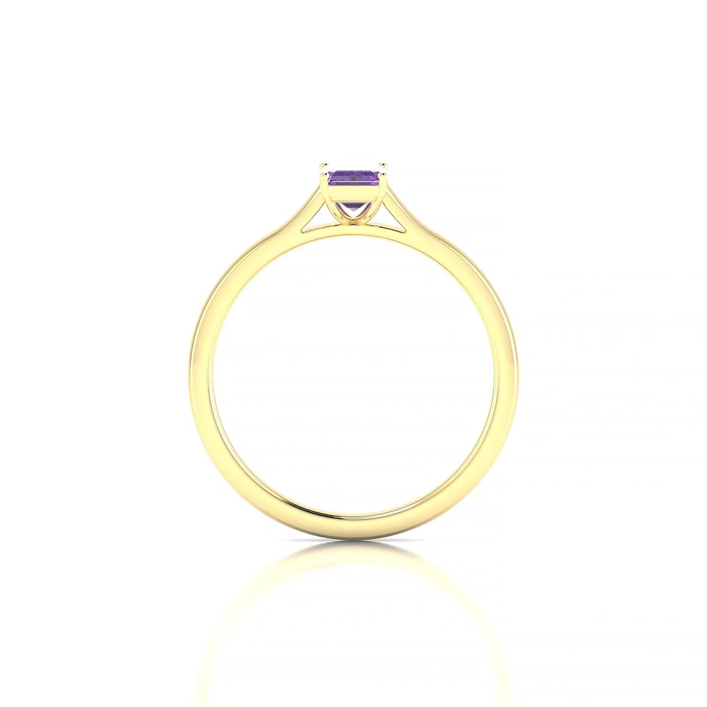Cathedral | 18k Yellow Gold 6 x 4 mm Emerald Amethyst Ring