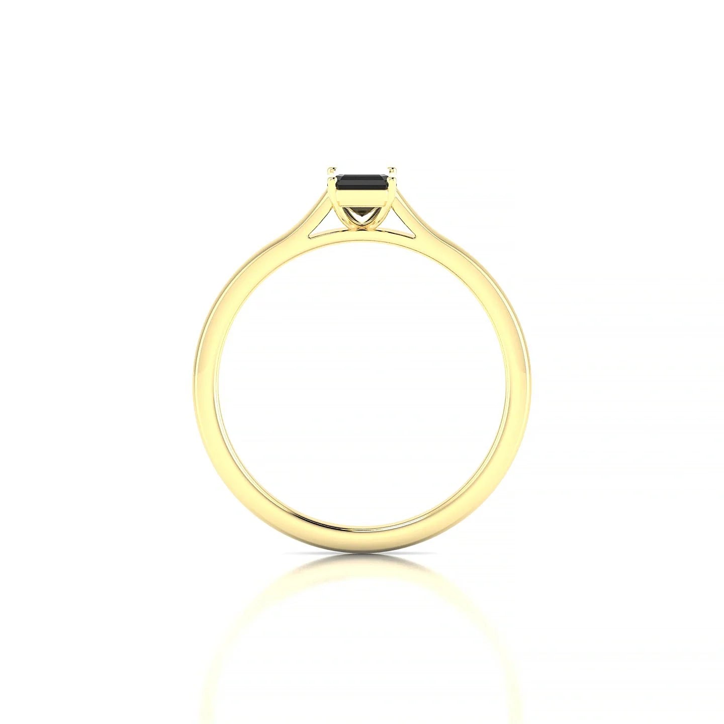 Cathedral | 18k Yellow Gold 6 x 4 mm Emerald Black Diamond Ring