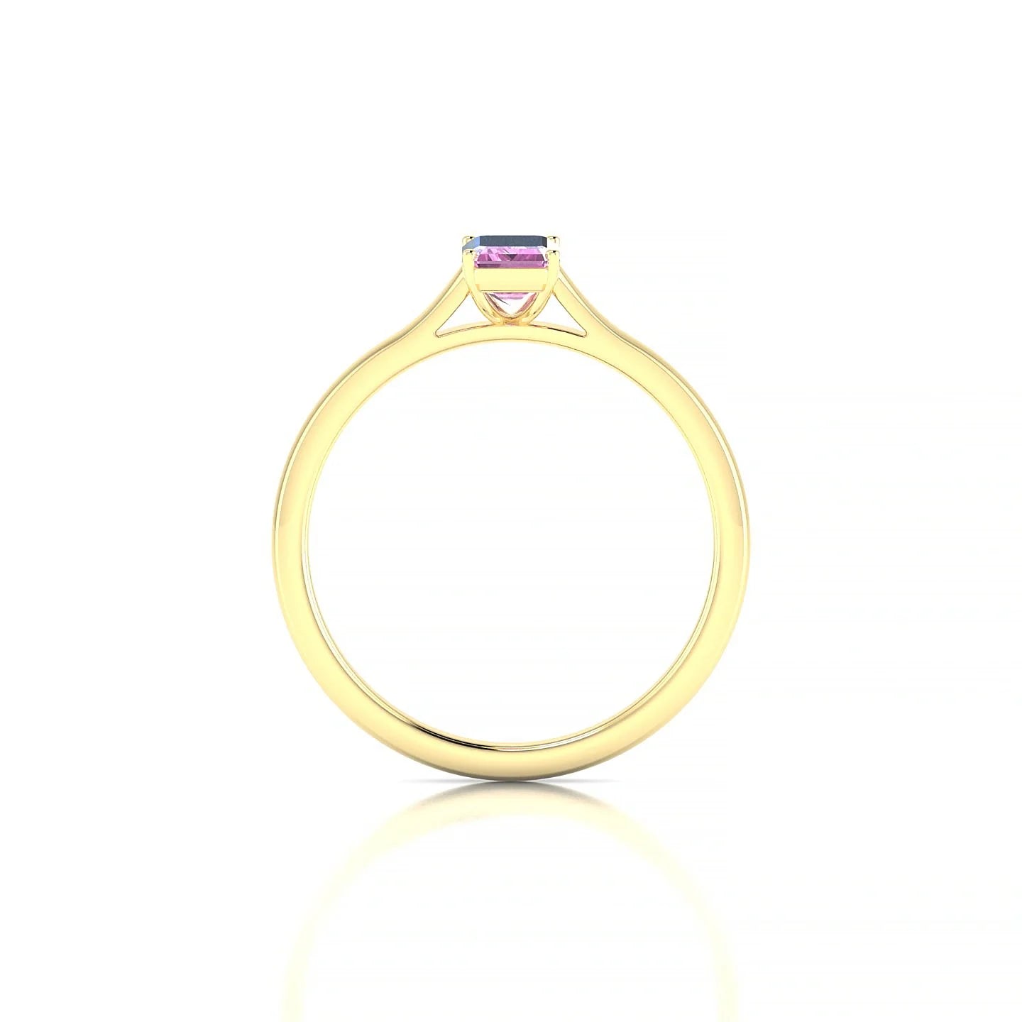 Cathedral | 18k Yellow Gold 6 x 4 mm Emerald Pink Sapphire Ring