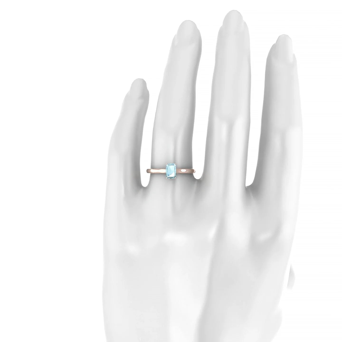 Cathedral | 18k Rose Gold 6 x 4 mm Emerald Aquamarine Ring