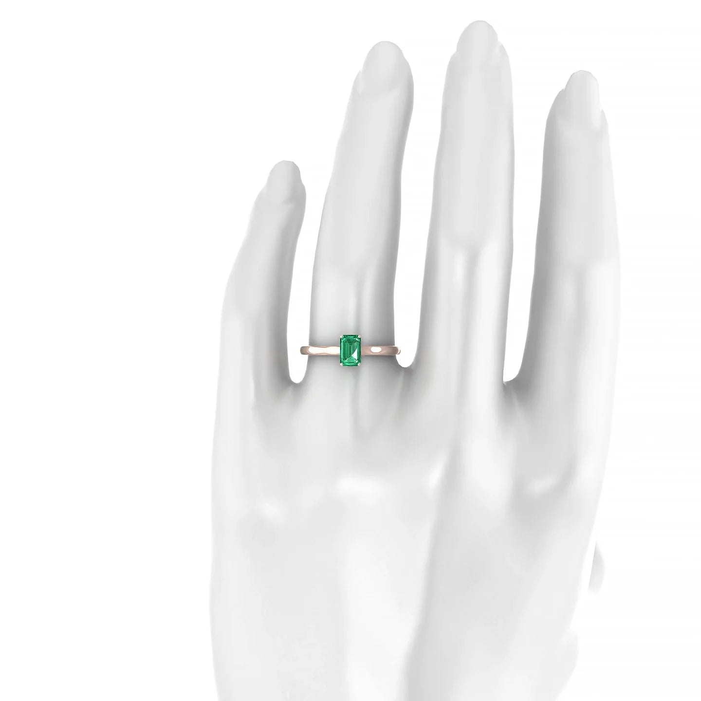 Cathedral | 18k Rose Gold 6 x 4 mm Emerald Emerald Ring