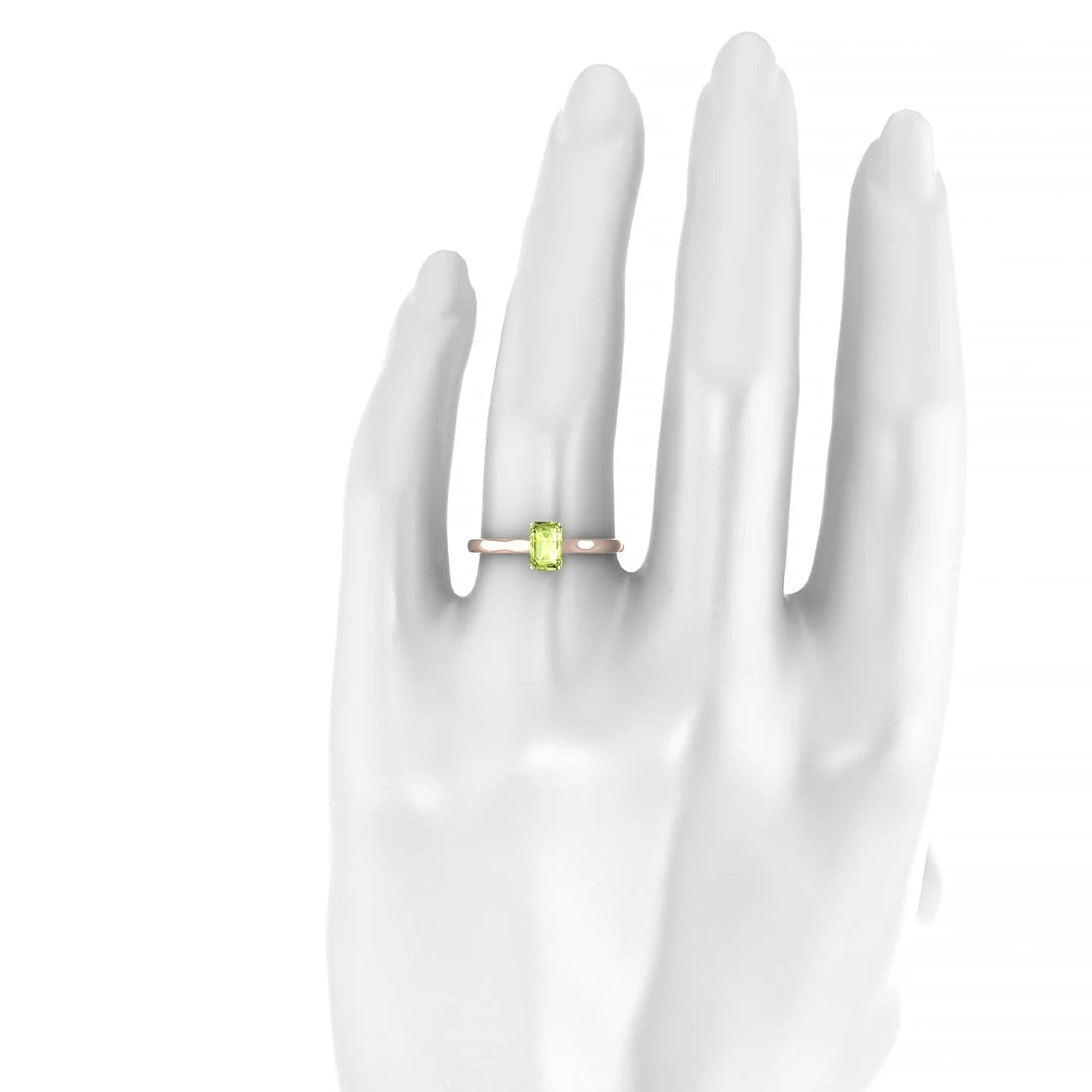 Cathedral | 18k Rose Gold 6 x 4 mm Emerald Peridot Ring