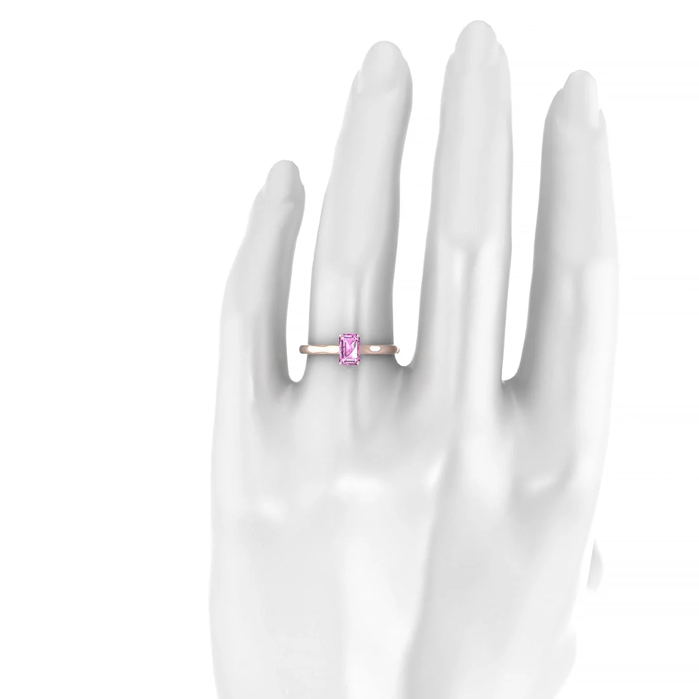 Cathedral | 18k Rose Gold 6 x 4 mm Emerald Pink Sapphire Ring