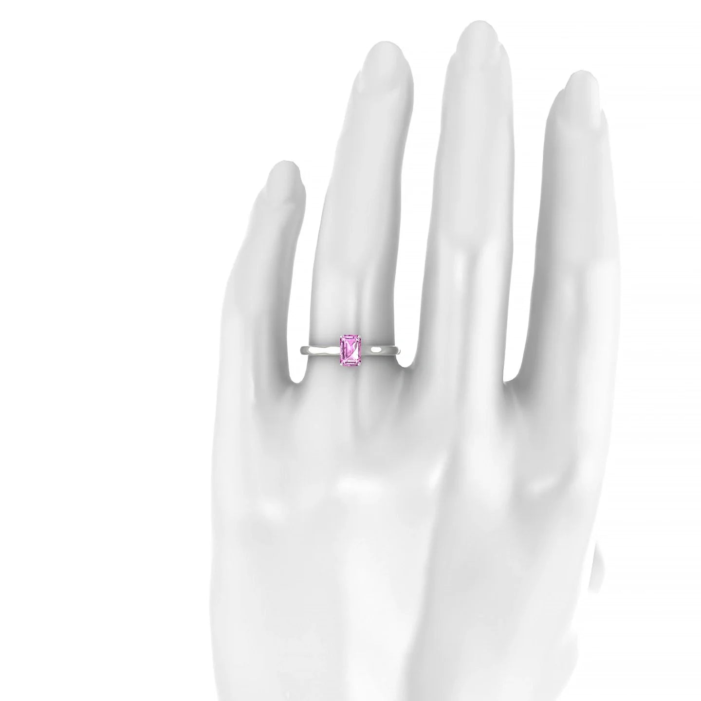 Cathedral | 18k White Gold 6 x 4 mm Emerald Pink Sapphire Ring
