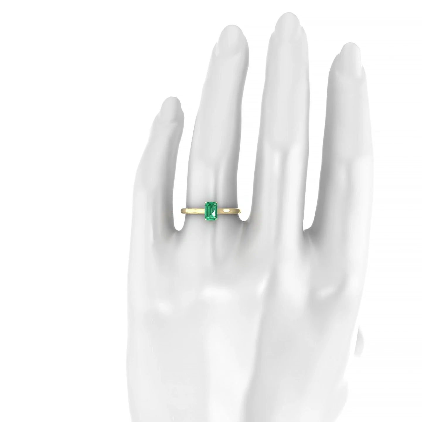 Cathedral | 18k Yellow Gold 6 x 4 mm Emerald Emerald Ring