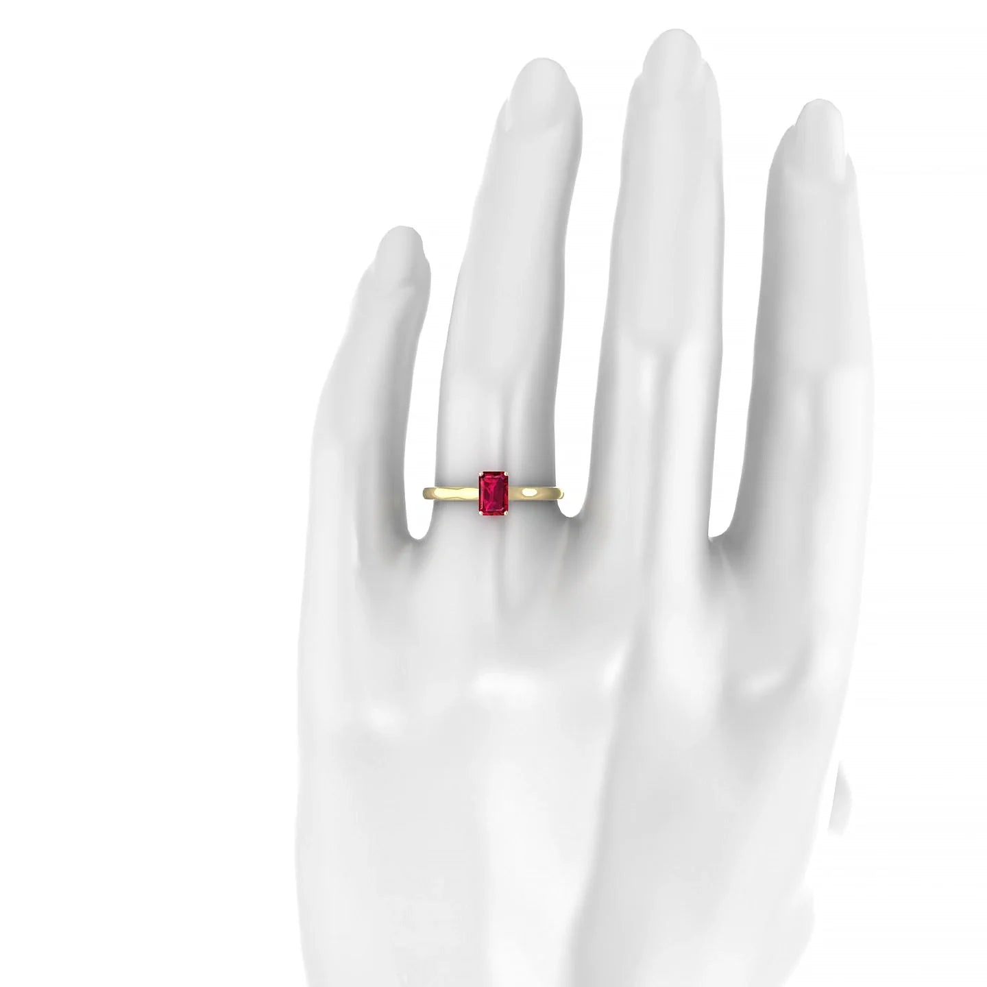 Cathedral | 18k Yellow Gold 6 x 4 mm Emerald Ruby Ring