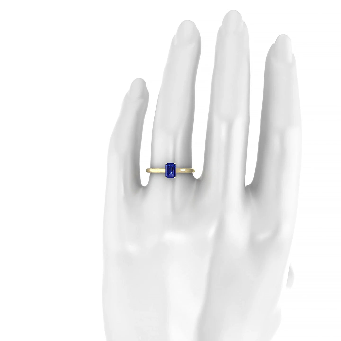 Cathedral | 18k Yellow Gold 6 x 4 mm Emerald Sapphire Ring