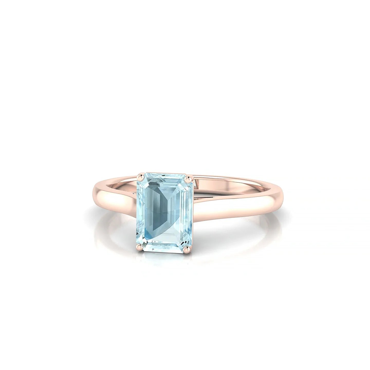 Cathedral | 18k Rose Gold 7 x 5 mm Emerald Aquamarine Ring