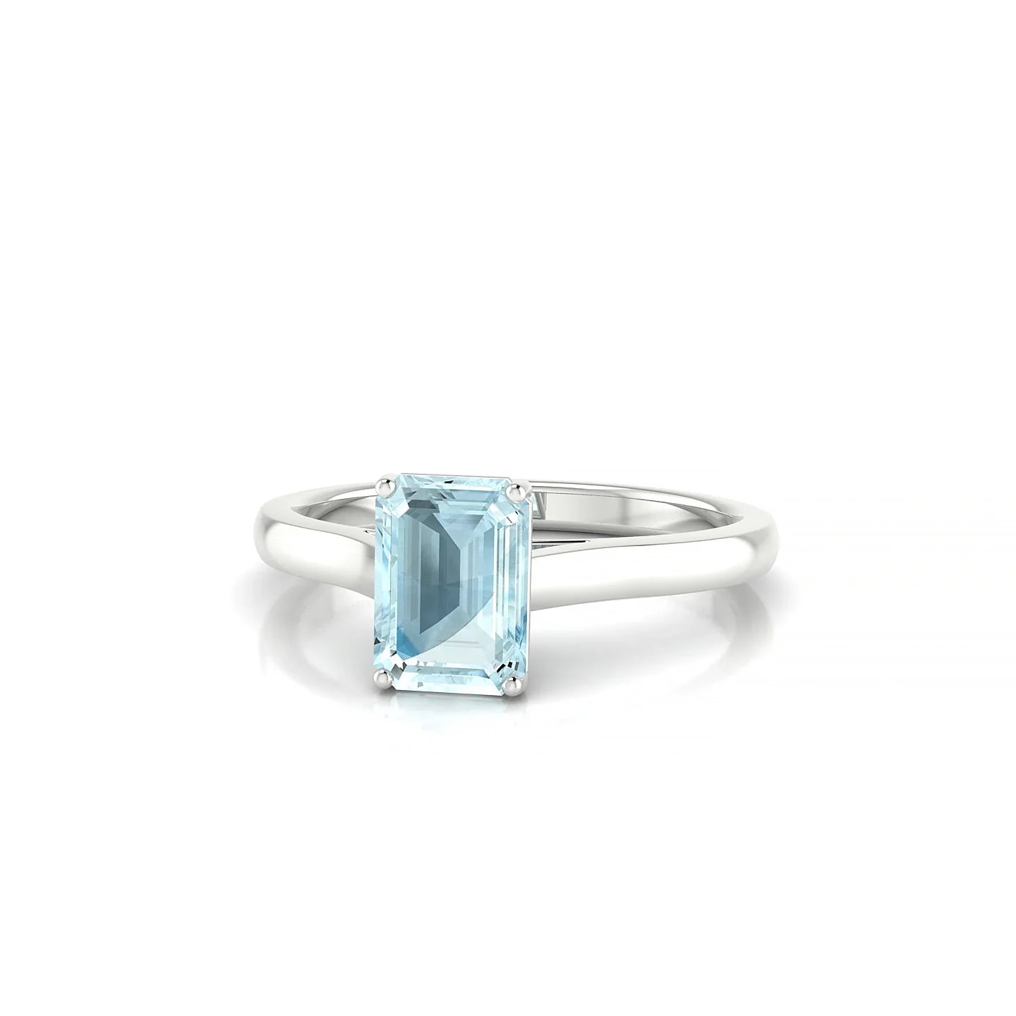 Cathedral | 18k White Gold 7 x 5 mm Emerald Aquamarine Ring