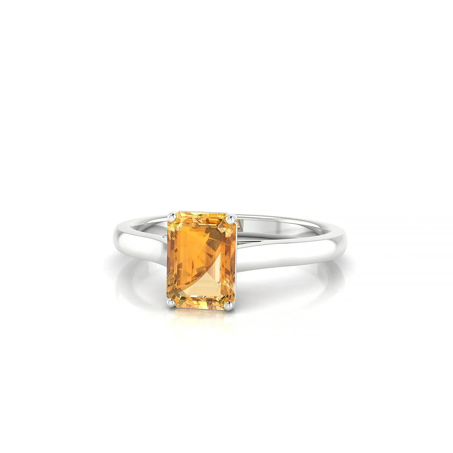 Cathedral | 18k White Gold 7 x 5 mm Emerald Citrine Ring