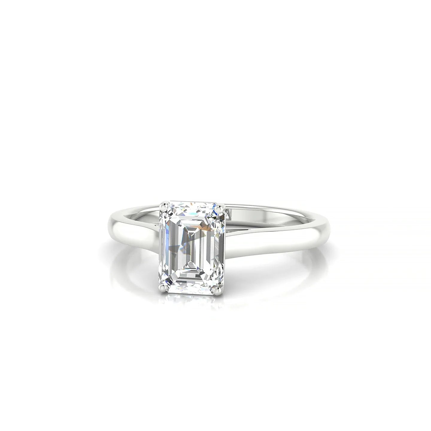 Cathedral | 18k White Gold 7 x 5 mm Emerald Diamond Ring