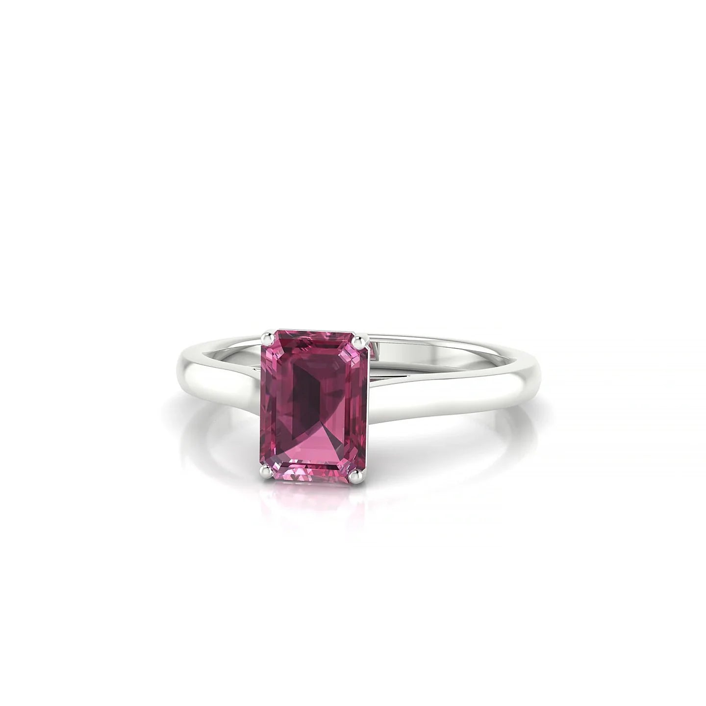 Cathedral | 18k White Gold 7 x 5 mm Emerald Rhodolite Ring