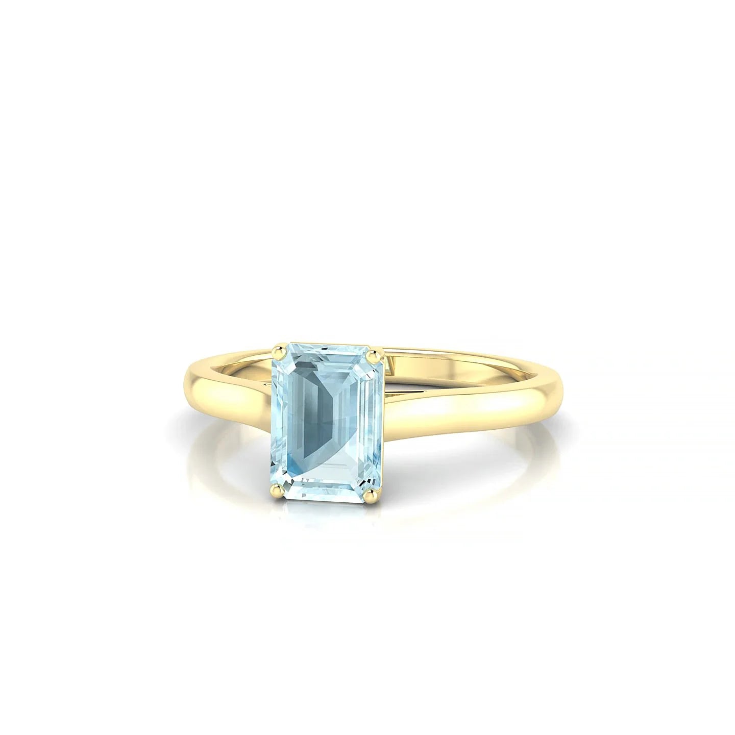 Cathedral | 18k Yellow Gold 7 x 5 mm Emerald Aquamarine Ring