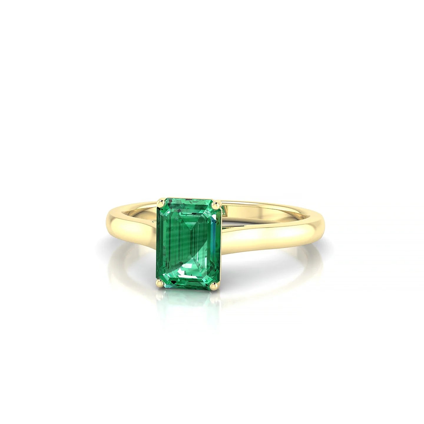 Cathedral | 18k Yellow Gold 7 x 5 mm Emerald Emerald Ring