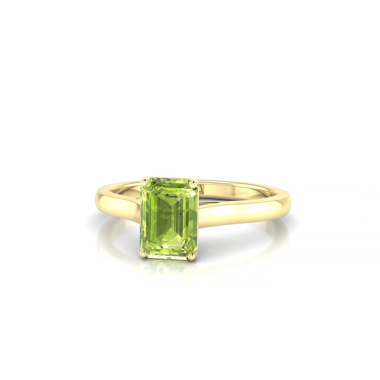 Cathedral | 18k Yellow Gold 7 x 5 mm Emerald Peridot Ring