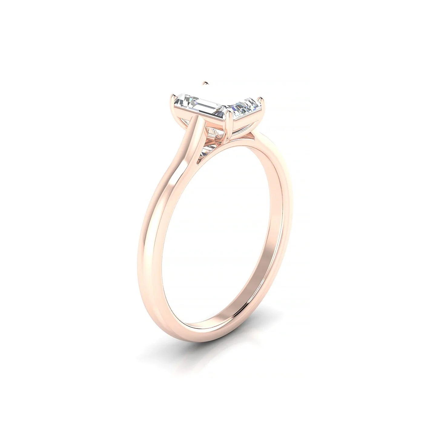 Cathedral | 18k Rose Gold 7 x 5 mm Emerald Diamond Ring