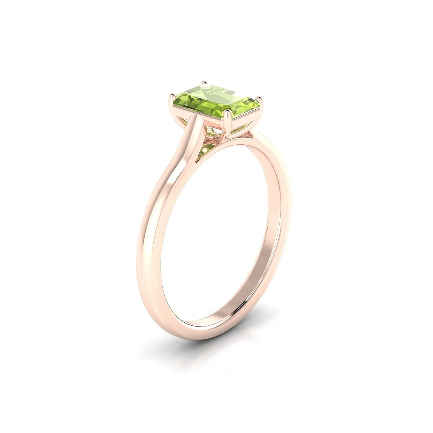 Cathedral | 18k Rose Gold 7 x 5 mm Emerald Peridot Ring