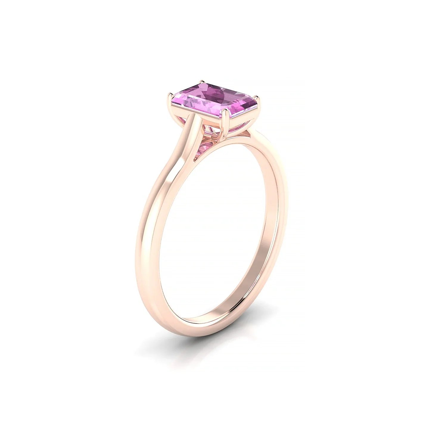 Cathedral | 18k Rose Gold 7 x 5 mm Emerald Pink Sapphire Ring
