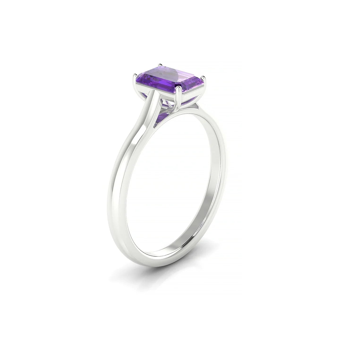 Cathedral | 18k White Gold 7 x 5 mm Emerald Amethyst Ring