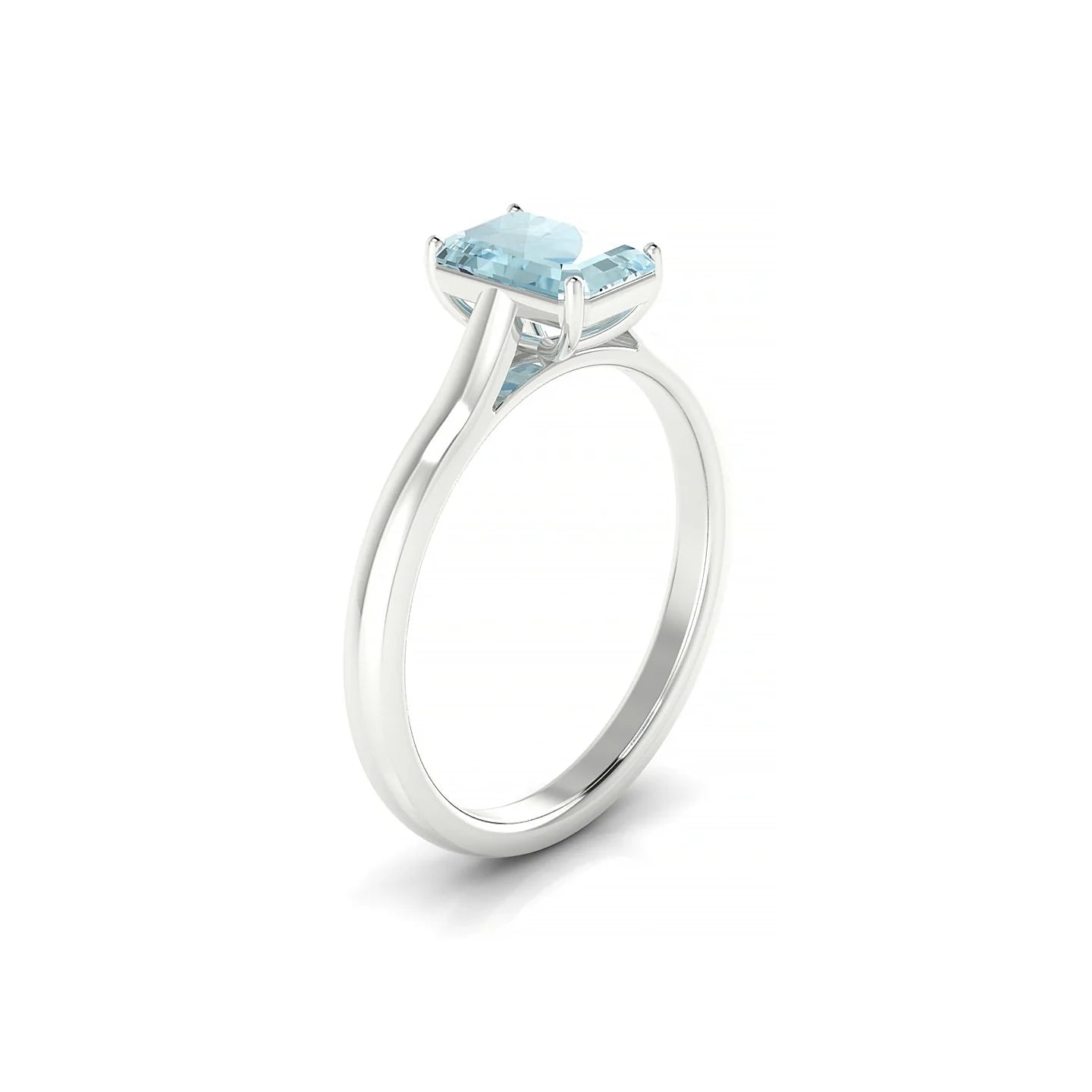 Cathedral | 18k White Gold 7 x 5 mm Emerald Aquamarine Ring