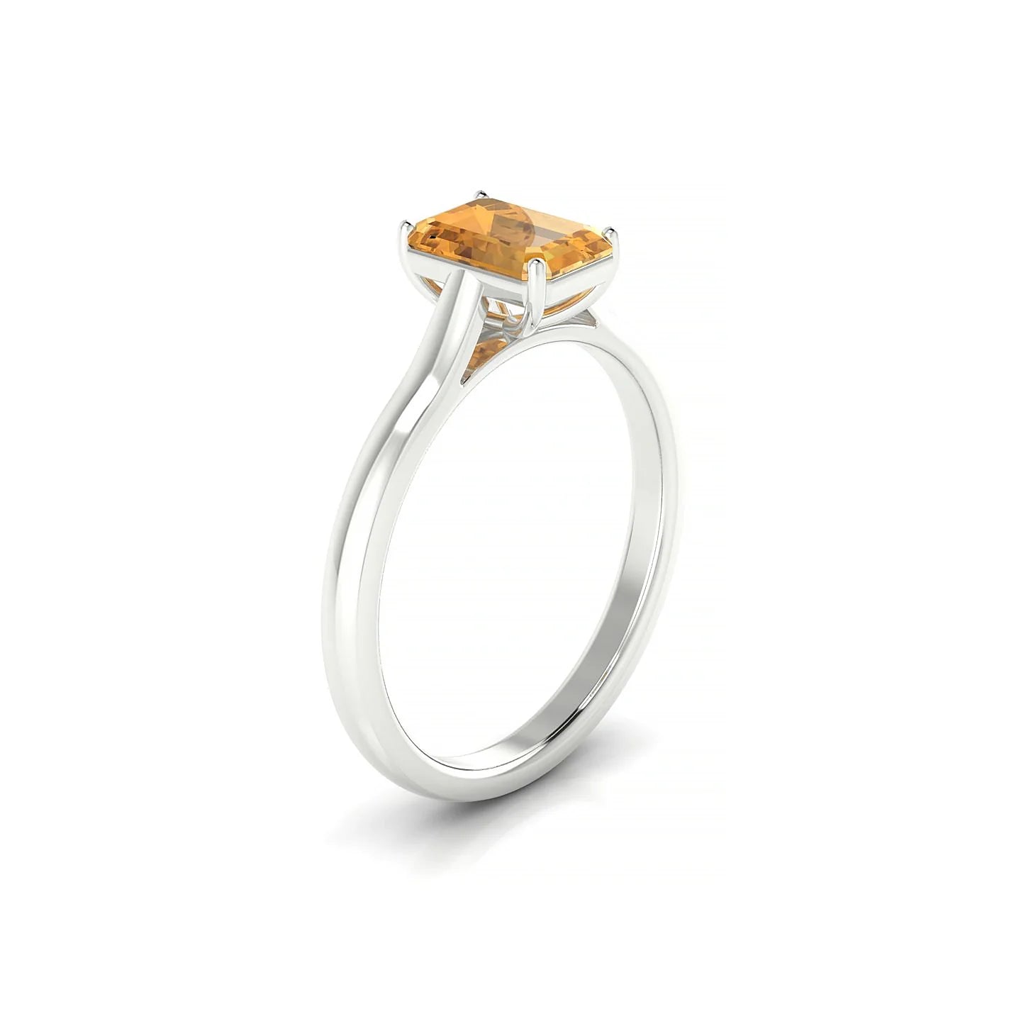 Cathedral | 18k White Gold 7 x 5 mm Emerald Citrine Ring
