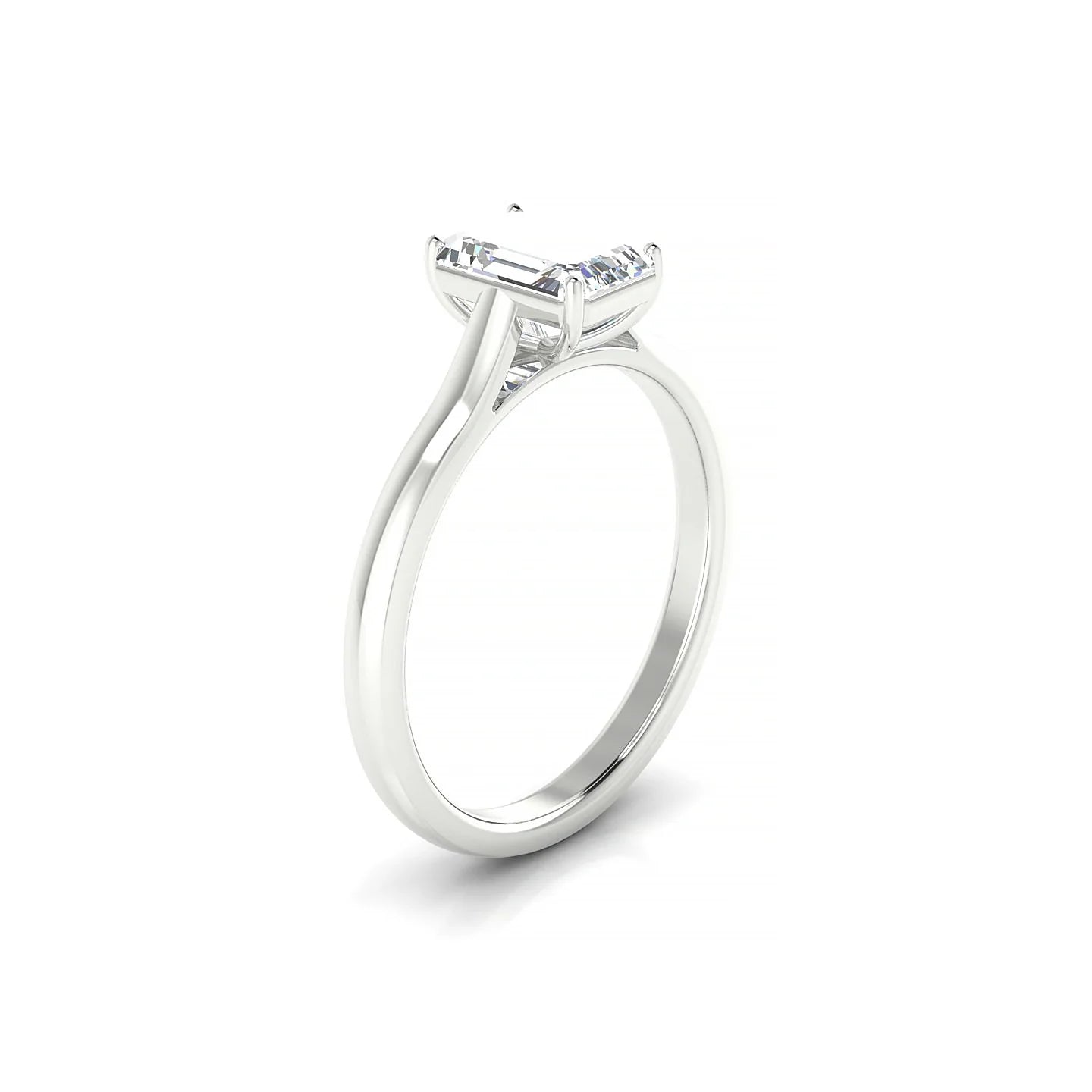 Cathedral | 18k White Gold 7 x 5 mm Emerald Diamond Ring