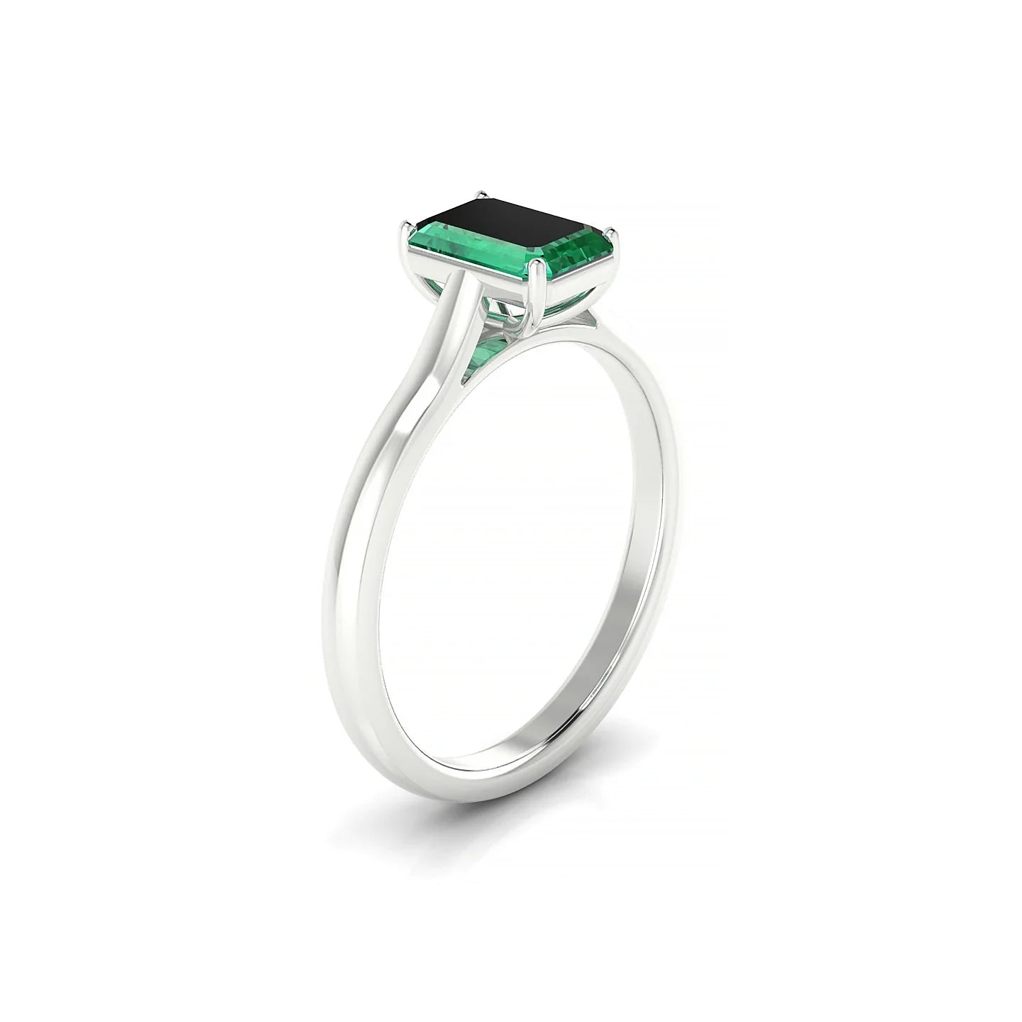 Cathedral | 18k White Gold 7 x 5 mm Emerald Emerald Ring