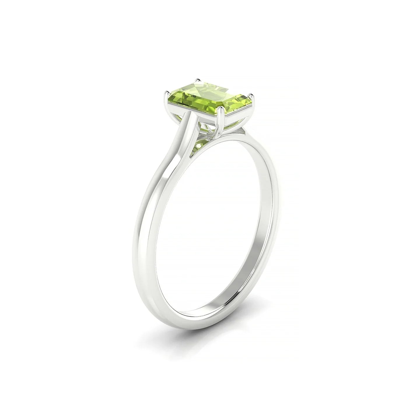 Cathedral | 18k White Gold 7 x 5 mm Emerald Peridot Ring