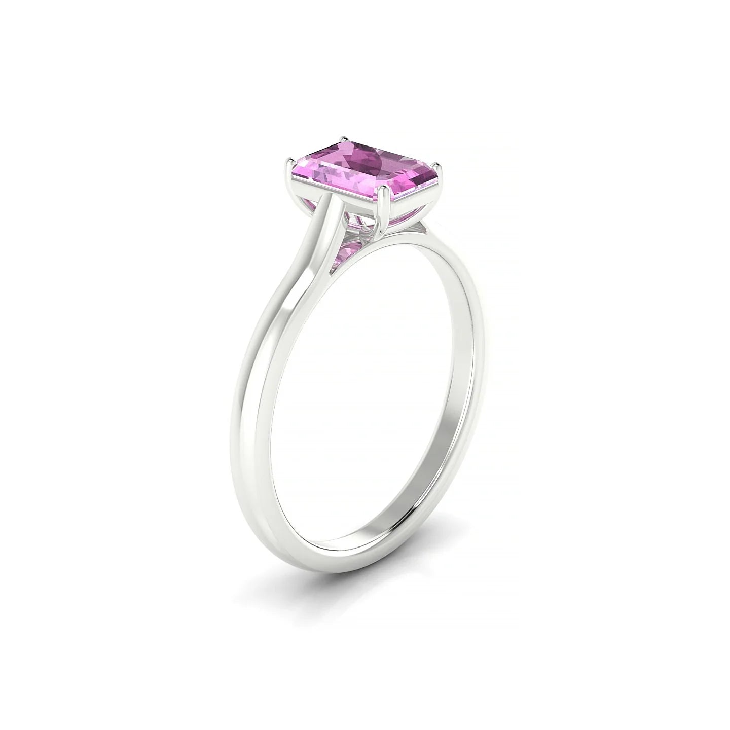 Cathedral | 18k White Gold 7 x 5 mm Emerald Pink Sapphire Ring