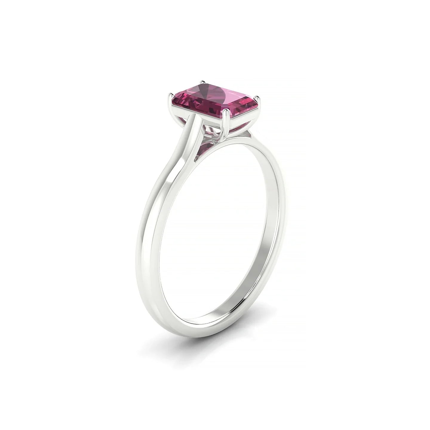 Cathedral | 18k White Gold 7 x 5 mm Emerald Rhodolite Ring