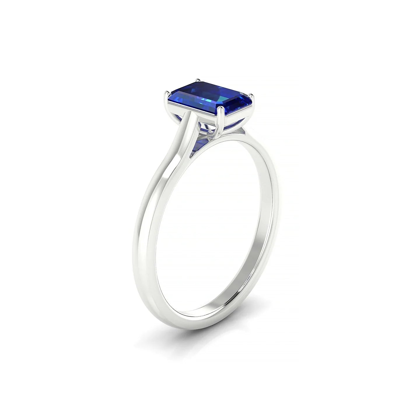 Cathedral | 18k White Gold 7 x 5 mm Emerald Sapphire Ring