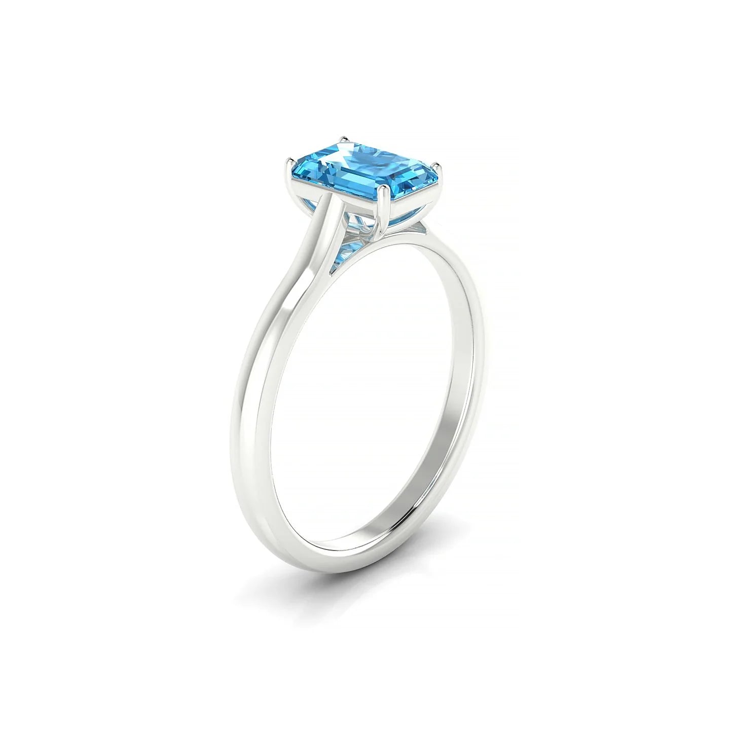 Cathedral | 18k White Gold 7 x 5 mm Emerald Topaz Ring