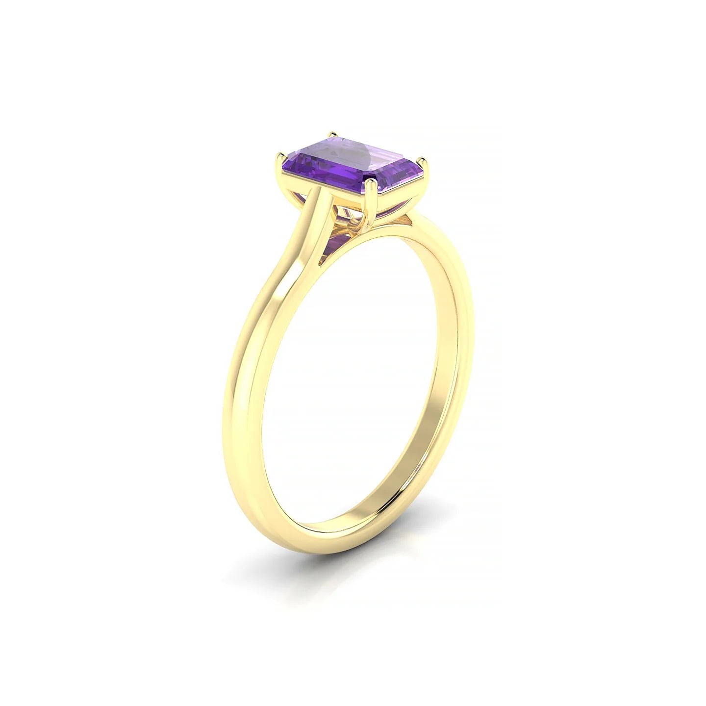 Cathedral | 18k Yellow Gold 7 x 5 mm Emerald Amethyst Ring