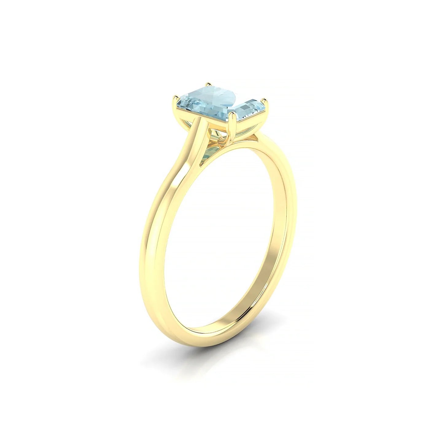 Cathedral | 18k Yellow Gold 7 x 5 mm Emerald Aquamarine Ring